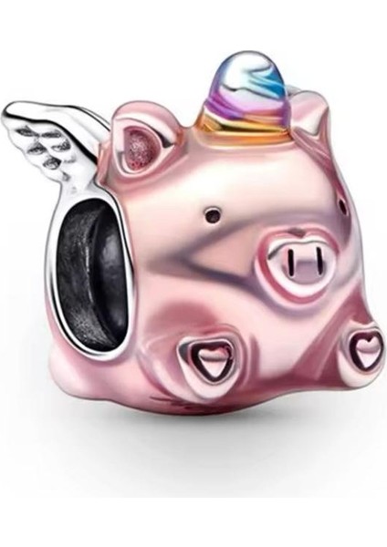 Gümüş S925 Damgalı Unicorn Domuzcuk Charm