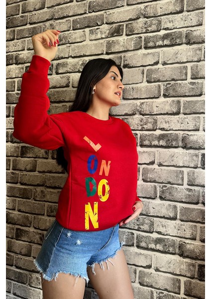 Kırmızı Renk Sorry Baskılı 3 Iplik Unisex Sweatshirt fiyatları
