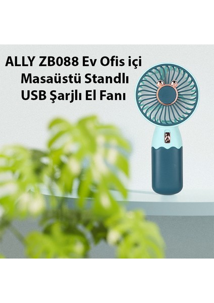 ZB088 Ev Ofis Için Masaüstü Standlı USB Şarjlı El Vantilatörü