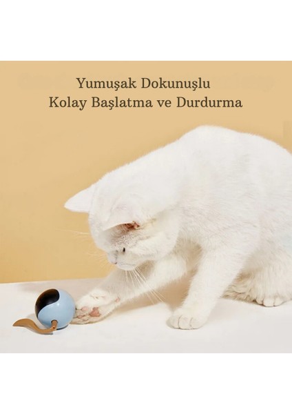 Akıllı Kedi Oyuncağı Kendi Kendine Otomatik Dönen USB Şarjlı Kedi Köpek Oyuncağı