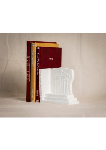 Antik Kabartmalı Beton Kitap Tutucu -Dekoratif Kitap Desteği
