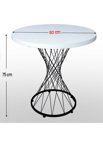 Elis Yemek Masa Sandalye Takımı 2 Kişilik Telli Sandalye Yuvarlak Hasır Masa 80 Cm