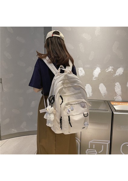 Büyük Kapasiteli Çok Cepli Okul Çantası Kadın Üniversite Öğrencisi Sırt Çantası Bilgisayar Çantası Ortaokul Öğrencisi Lise Kampüsü Sırt Çantası (Yurt Dışından)