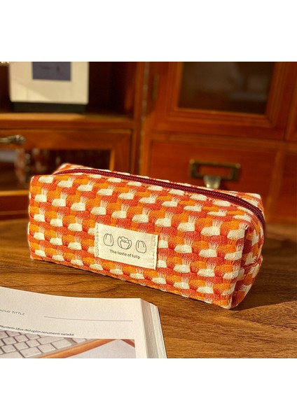 Gökkuşağı Dokuma Kalem Kutusu, Basit, Leke Tutmaz, Büyük Kapasiteli Kırtasiye Saklama Çantası (Yurt Dışından)