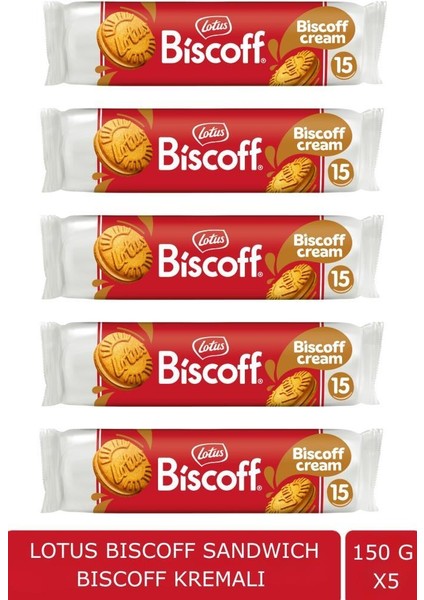 Bıscoff Sandwıch Bıscoff Cream Sürülebilir Kremalı Bisküvi -  150 gr x 5 Adet