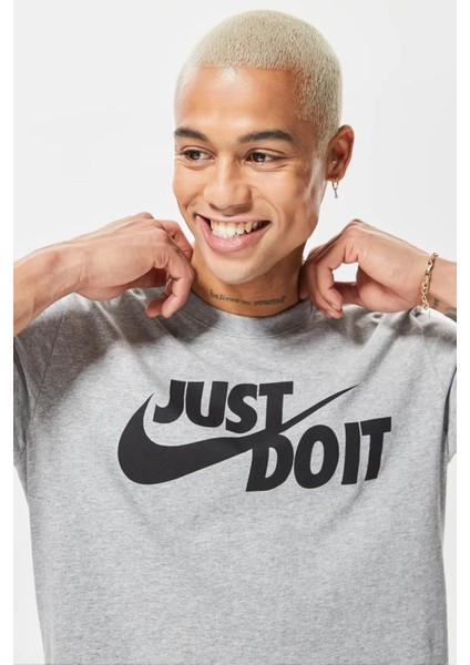 Tshirt M Nsw Tee Just Do It Swoosh Erkek Günlük Tişört Gri modelleri