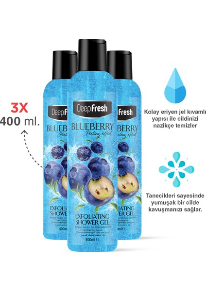 Deep Fresh Arındırıcı Duş Jeli Yaban Mersini 3 x 400 ml