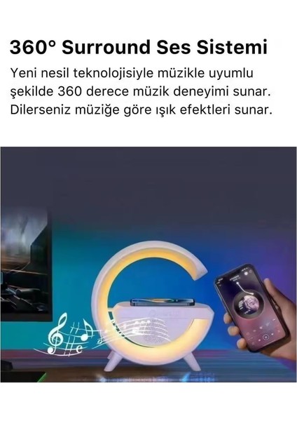 3in1 Ledli Kablosuz Sarj Standı,bluetooh 5.2 Speaker Hoparlör,renkli Masa Lambası modelleri