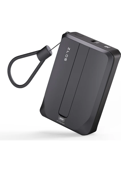 Zlos TINY10C 22.5W 10000 mAh Usb-C ve Lightning Dahili Kablolu Hızlı Şarj Destekli Taşınabilir Mini Powerbank TY10C