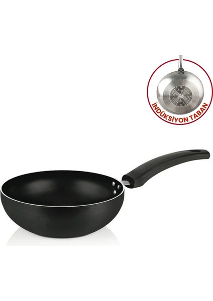 30 cm Maestro Indüksiyonlu Wok Tava, Horeca Indüksiyon Tabanlı Wok Tava (Bakalit Kulp)