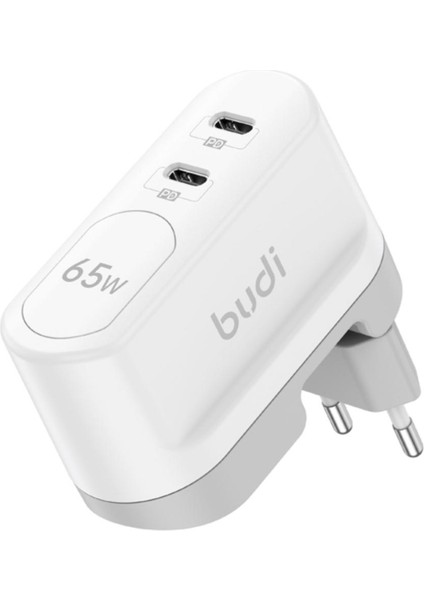 Budi 65W Çift Usb-C Pd Duvar Tipi Şarj Cihazı