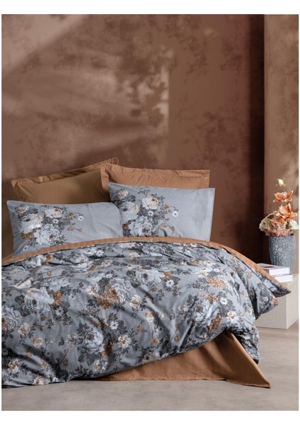 Cotton Bo x Ranforce Modeline Çift Kişilik Nevresim Takımı Lenora Kahve