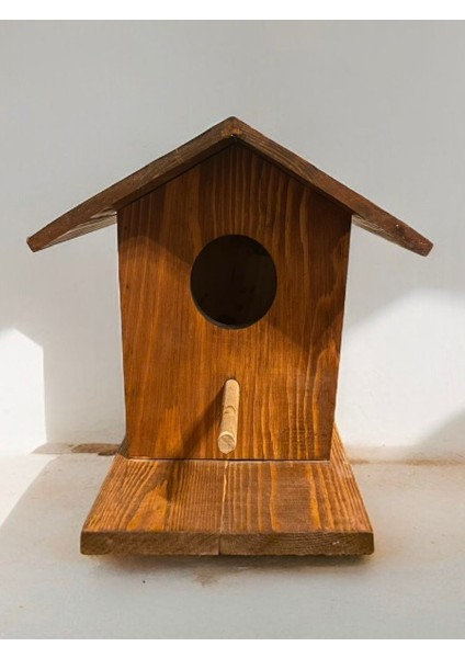 El Yapımı | Çam Ağacı | Ahşap Kuş Evi 25 x 22 cm