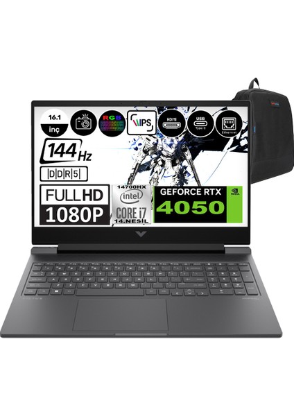 Hp Victus 16-R1050NT Intel Core I7-14700HX 96GB Ddr5 2tb SSD RTX4050-6GB 16.1 Inç 144HZ Full Hd Windows 11 Home Gaming Laptop 9J252EAH15 + Zetta Çanta