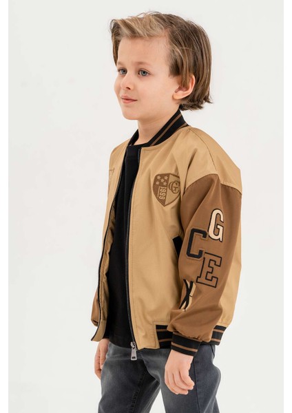 Gold Class Nakışlı Çift Cepli Su Geçirmez Kolej Erkek Çocuk Ceket