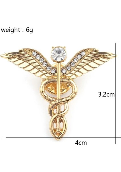 Punky Store Caduceus Iğnesi Doktor Hemşire Tıp Örencisi Broş Bronz