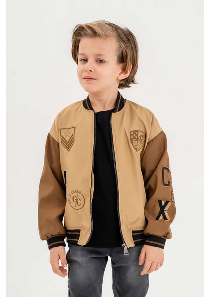Gold Class Nakışlı Çift Cepli Su Geçirmez Kolej Erkek Çocuk Ceket modelleri
