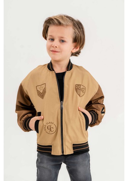 Gold Class Kidswear Gold Class Nakışlı Çift Cepli Su Geçirmez Kolej Erkek Çocuk Ceket