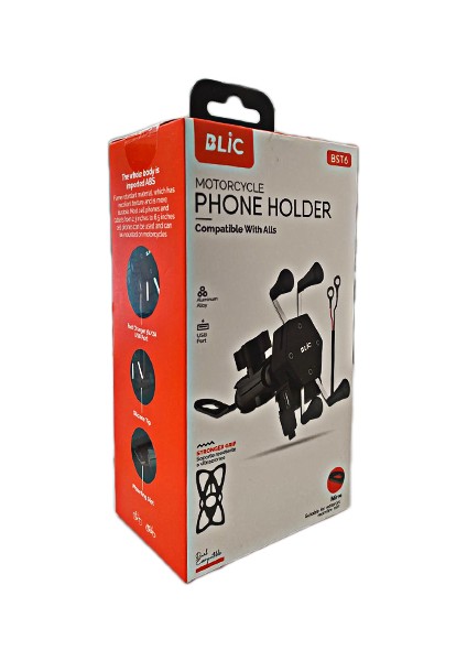 Bst6 USB Şarjlı Telefon Tutucu Ayna Bağlantılı Kıskaçlı