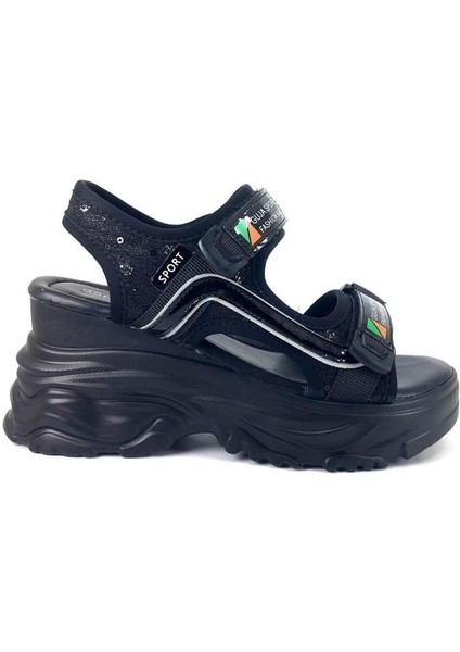 24Y413-9 Kadın Dolgu Topuk Sandalet Siyah 36-40 fiyatları