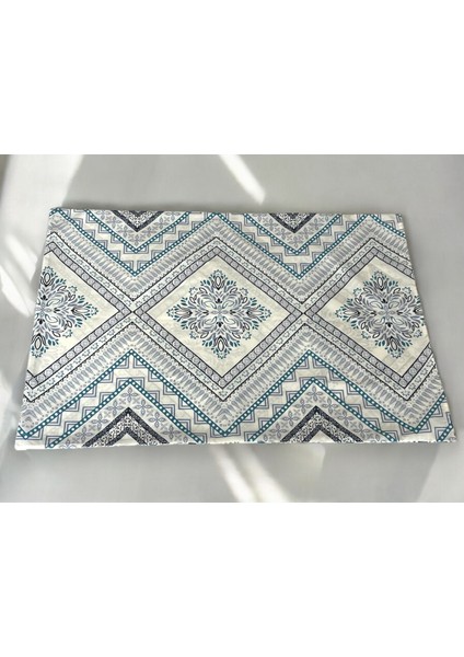 Pamuklu Ranforce Mavi Beyaz Desenli 2 Adet Yastık Kılıfı 50X70CM