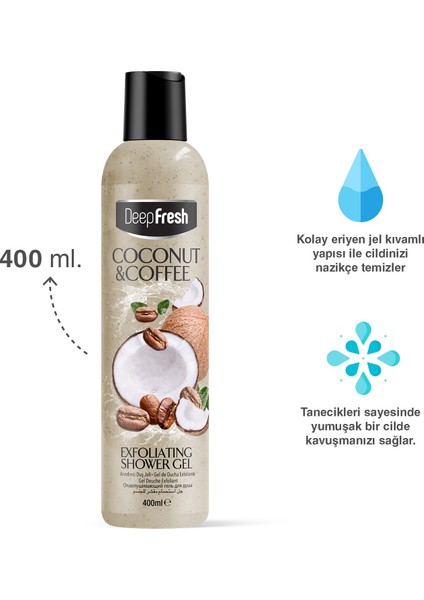 Deepfresh Arındırıcı Duş Jeli Hindistan Cevizi ve Kahve 400 ml