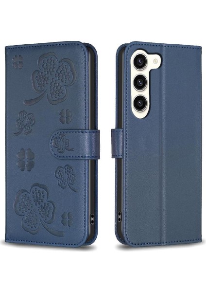 Samsung Galaxy S23 Artı 5g Çok Renkli Yonca Çiçek Pu Kart Için Flip Case (Yurt Dışından)