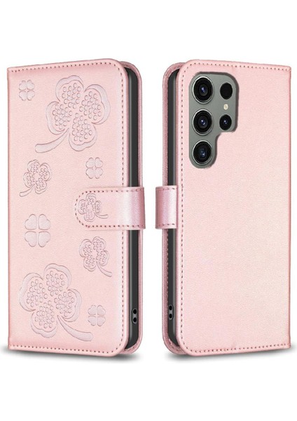 Samsung Galaxy S24 Ultra 5g Çok Renkli Pu Deri Yonca Için Flip Case (Yurt Dışından)