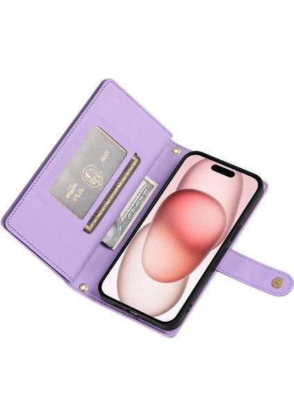 IPhone 15 Bilek Kayışı Kickstand Çok Fonksiyonlu Kart Yuvaları Için Flip Case (Yurt Dışından) indirimleri