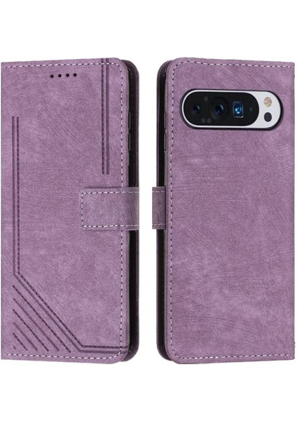 Google Piksel 9 Kickstand Cüzdan Pu Deri Kart Ekleme Için Flip Case (Yurt Dışından)