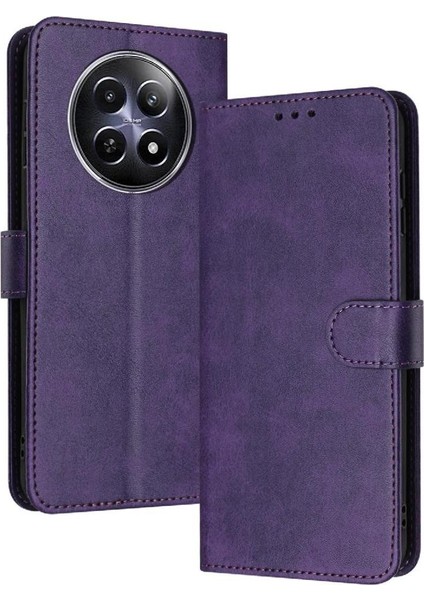 Kart ile Toka Saf Renk ile Realme 12 5g Pu Deri Için Flip Case (Yurt Dışından)