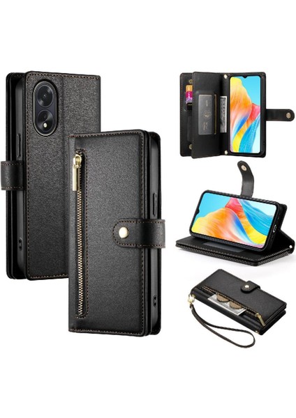 Oppo A38/A18 Çok Fonksiyonlu Kart Yuvaları Cüzdan Bölmesi Için Flip Case (Yurt Dışından)