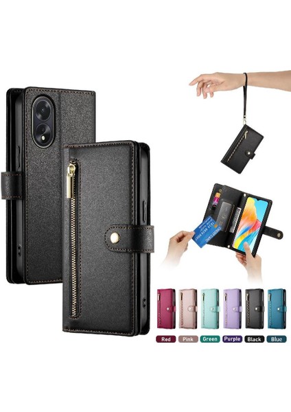 Oppo A38/A18 Çok Fonksiyonlu Kart Yuvaları Cüzdan Bölmesi Için Flip Case (Yurt Dışından) fırsatları