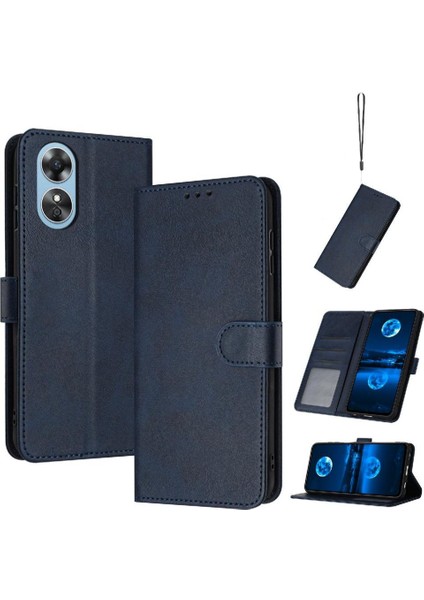 Kart Yuvası Kickstand Pu Saf Toka ile Oppo A17/A17K Için Flip Case (Yurt Dışından)