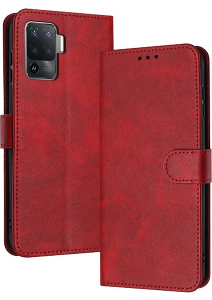 Oppo A94 4g/buckle 5 Lite Kickstand Saf Renk Toka ile Flip Case (Yurt Dışından)