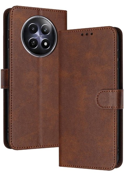 Kart ile Toka Saf Renk ile Realme 12 5g Pu Deri Için Flip Case (Yurt Dışından)