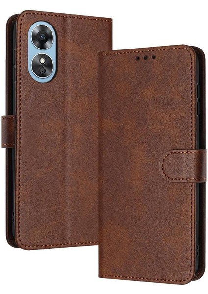 Kart Yuvası Kickstand Pu Saf Toka ile Oppo A17/A17K Için Flip Case (Yurt Dışından)