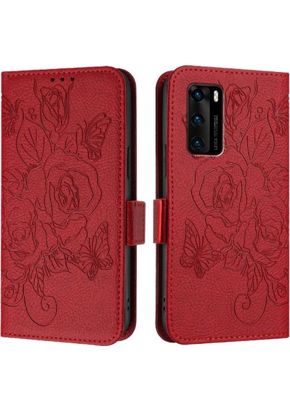 Kredi Kartı Yuvası ile Huawei P40 Için Kılıf Pu Deri Manyetik Cüzdan (Yurt Dışından)