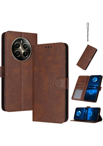 Kart Yuvası Saf Renk Pu ile Realme 12 Pro Artı Kickstand Için Flip Case (Yurt Dışından)