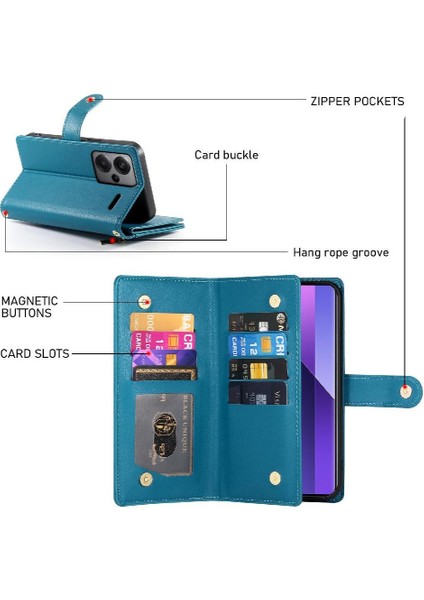 Xiaomi Redmi Not Için Flip Case 13 Pro Artı 5g Bilek Kayışı Çok Fonksiyonlu (Yurt Dışından)