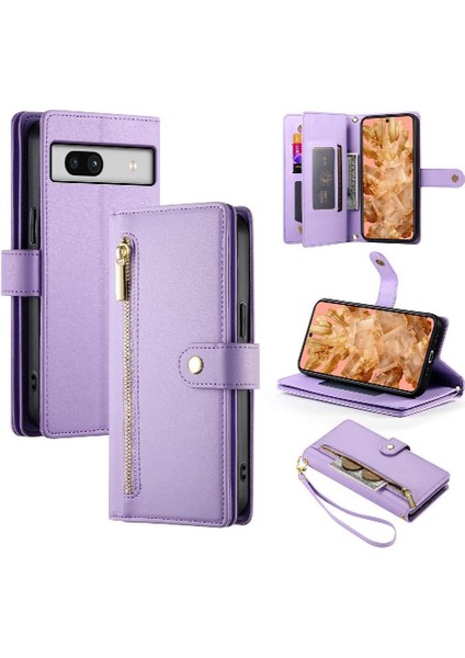 Google Pixel 8 Kickstand Bilek Kayışı Cüzdan Bölmesi Kartı Için Flip Case (Yurt Dışından)