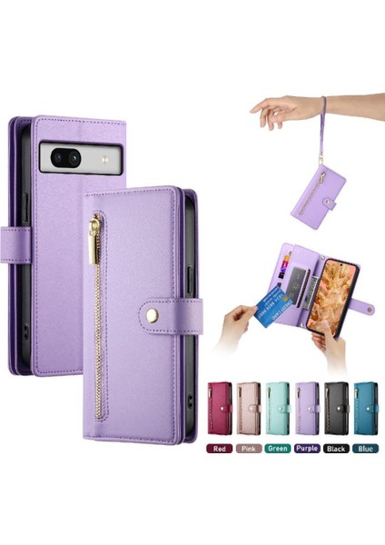 Google Pixel 8 Kickstand Bilek Kayışı Cüzdan Bölmesi Kartı Için Flip Case (Yurt Dışından)