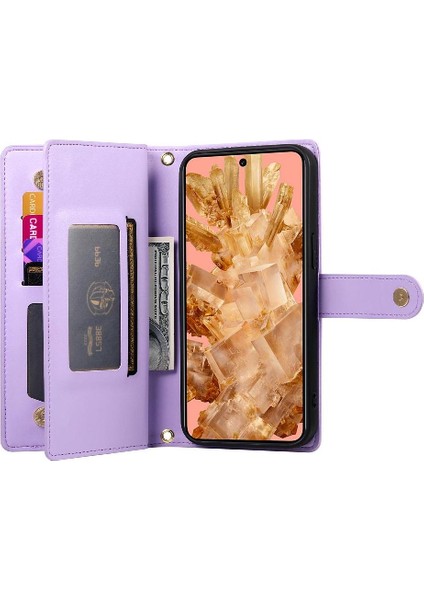 Google Pixel 8 Kickstand Bilek Kayışı Cüzdan Bölmesi Kartı Için Flip Case (Yurt Dışından)