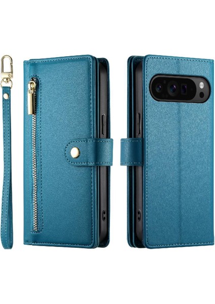Google Piksel 9 Pro Xl Çok Fonksiyonlu Kart Yuvaları Bilek Kayışı Için Flip Case (Yurt Dışından)