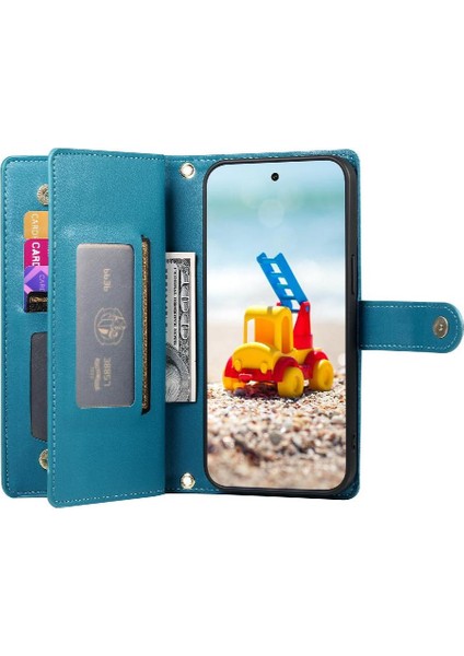 Google Piksel 9 Pro Xl Çok Fonksiyonlu Kart Yuvaları Bilek Kayışı Için Flip Case (Yurt Dışından)