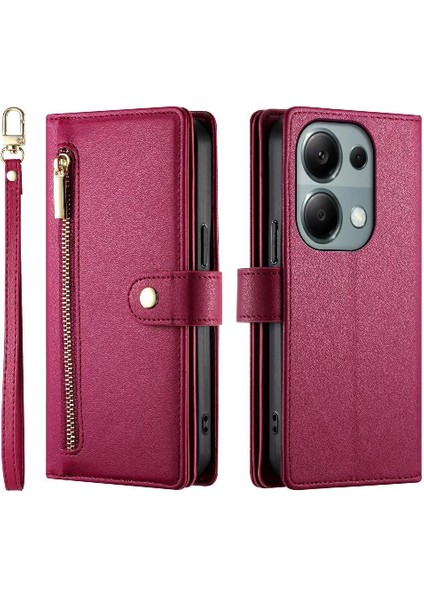 Manyi Mall Xiaomi Poco M6 Pro Bilek Kayışı Kickstand Cüzdan Bölmesi Için Flip Case (Yurt Dışından)