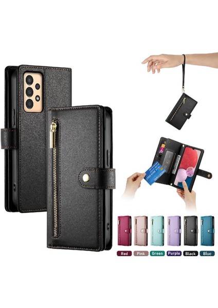 Samsung Galaxy A04 Için Flip CASE/A04S Kickstand Bilek Kayışı Kart Yuvaları (Yurt Dışından)