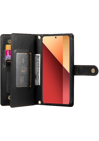 Manyi Mall Xiaomi Poco M6 Pro Bilek Kayışı Kickstand Cüzdan Bölmesi Için Flip Case (Yurt Dışından)