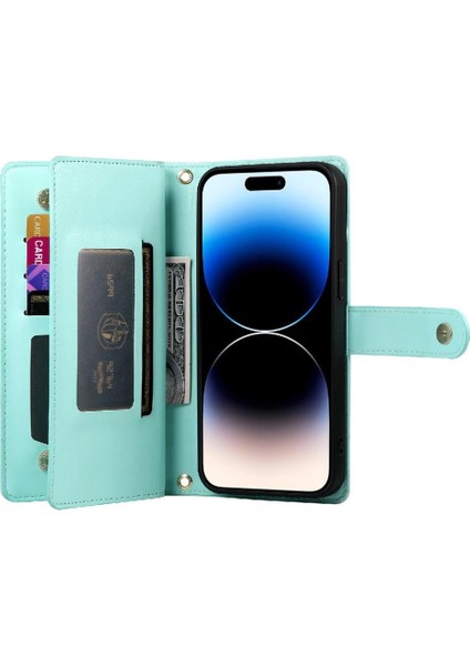 IPhone 14 Pro Bilek Kayışı Cüzdan Bölmesi Kart Yuvaları Için Flip Case (Yurt Dışından)