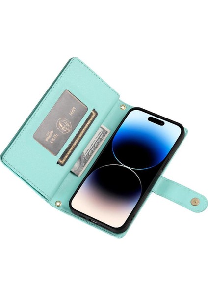 IPhone 14 Pro Bilek Kayışı Cüzdan Bölmesi Kart Yuvaları Için Flip Case (Yurt Dışından)